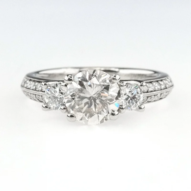 Ladies glass glow wedding rings -1.25ct EGL Diamond w/Side Accents Engagement Ring in Platinum