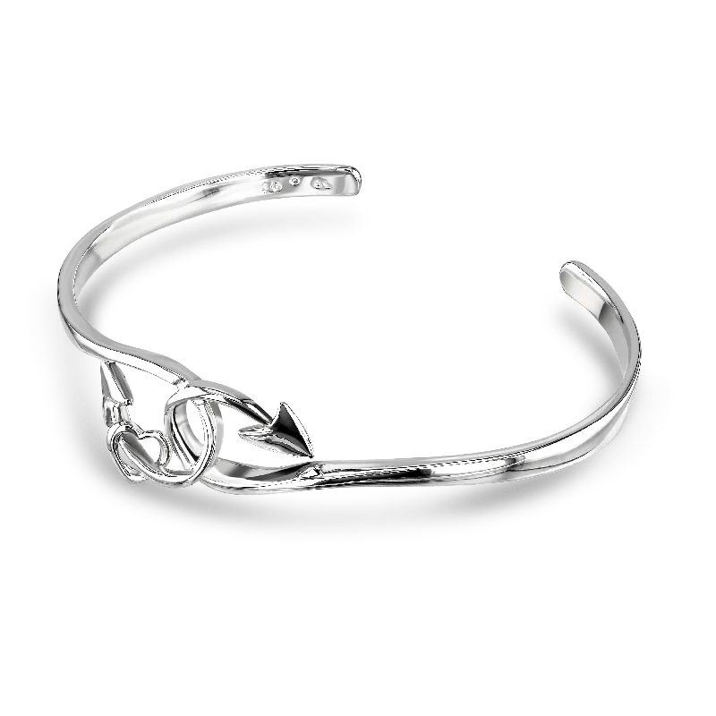 silver floral charm bracelets for women -Hooked On You Bangle