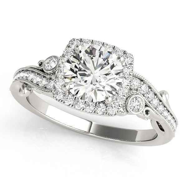 Ladies subtle grace wedding rings -Halo Diamond Engagement Ring