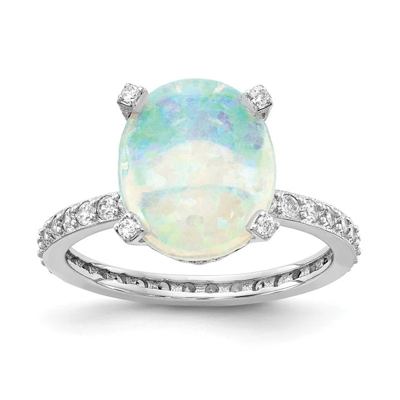 Ladies holy cross rings -Cheryl M Sterling Silver Lab Created White Opal Ring