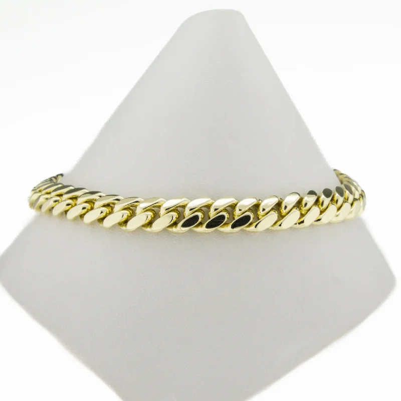 wraparound bracelets for women -8mm Wide Solid Cuban Link 9" Bracelet in 10K Yellow Gold - 42.5 grams