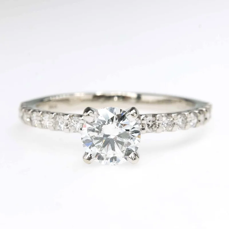 Ladies delicate pave wedding rings -IGI 0.60ct I1/G Round Diamond Engagement Ring in 14K White Gold