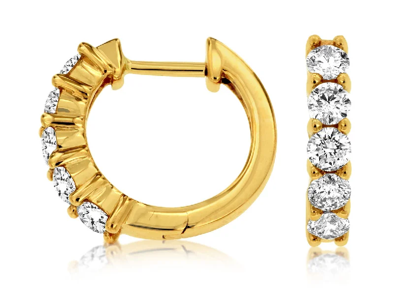 Ladies smooth glide earrings -14K Yellow Gold Diamond Hoop Earrings