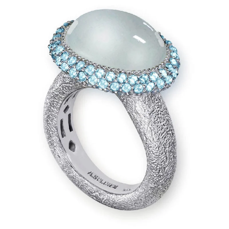 Ladies sparkling diamond rings -Gold Cocktail Ring with Aquamarine & Blue Topaz