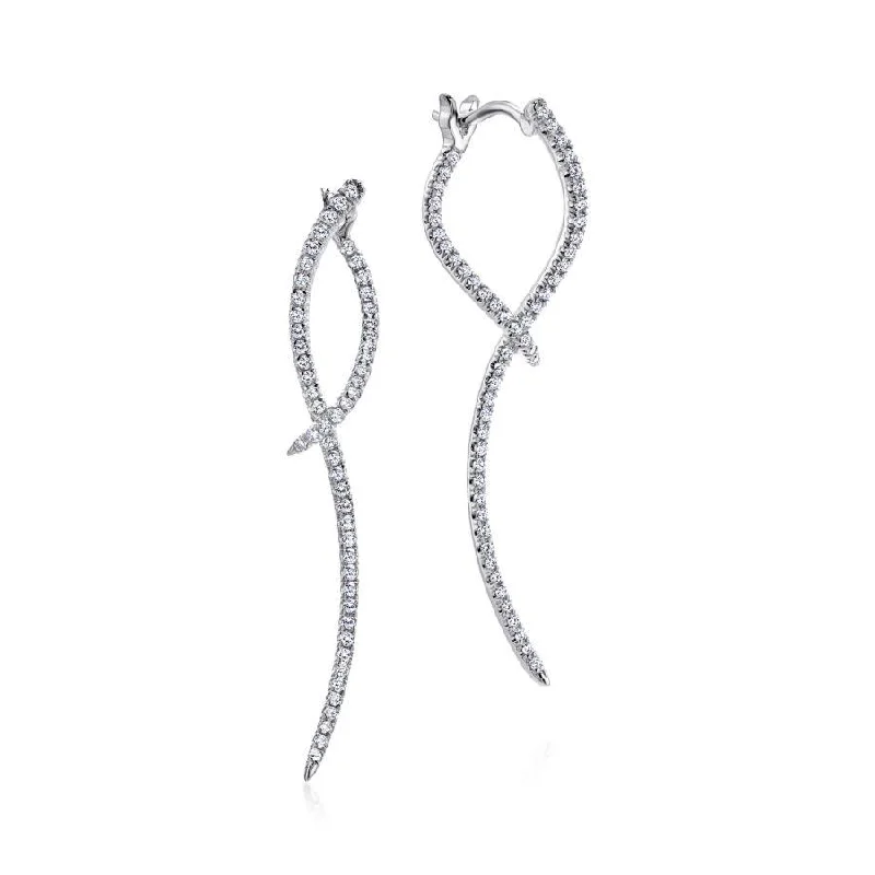 Ladies daring glow earrings -Gabriel & Co. - EG12928W45JJ - 14K White Gold Sculptural Diamond Drop Earrings