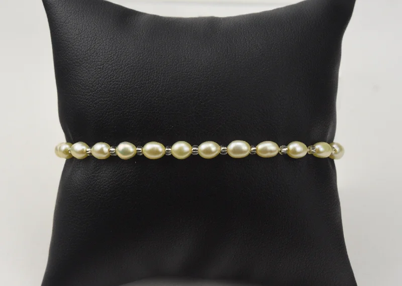 luxury gold bracelets for ladies special events -Champagne Freshwater Seed Pearl Stretch Bracelet