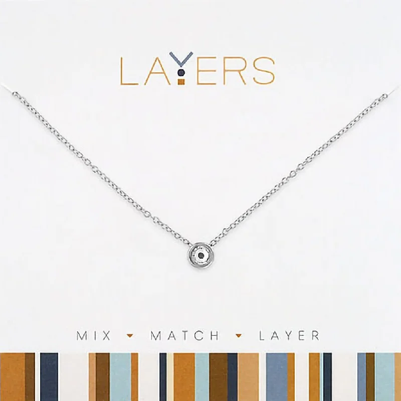 Ladies Necklaces with Compass Shine-Center Court : Silver Single Crystal Layers Necklace