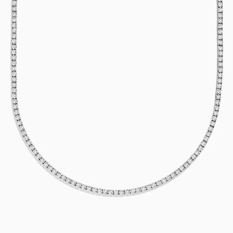 Ladies Necklaces with Blue Dumortierite-Pave Classica 14k White Gold Diamond Tennis Necklace 9.94 TCW