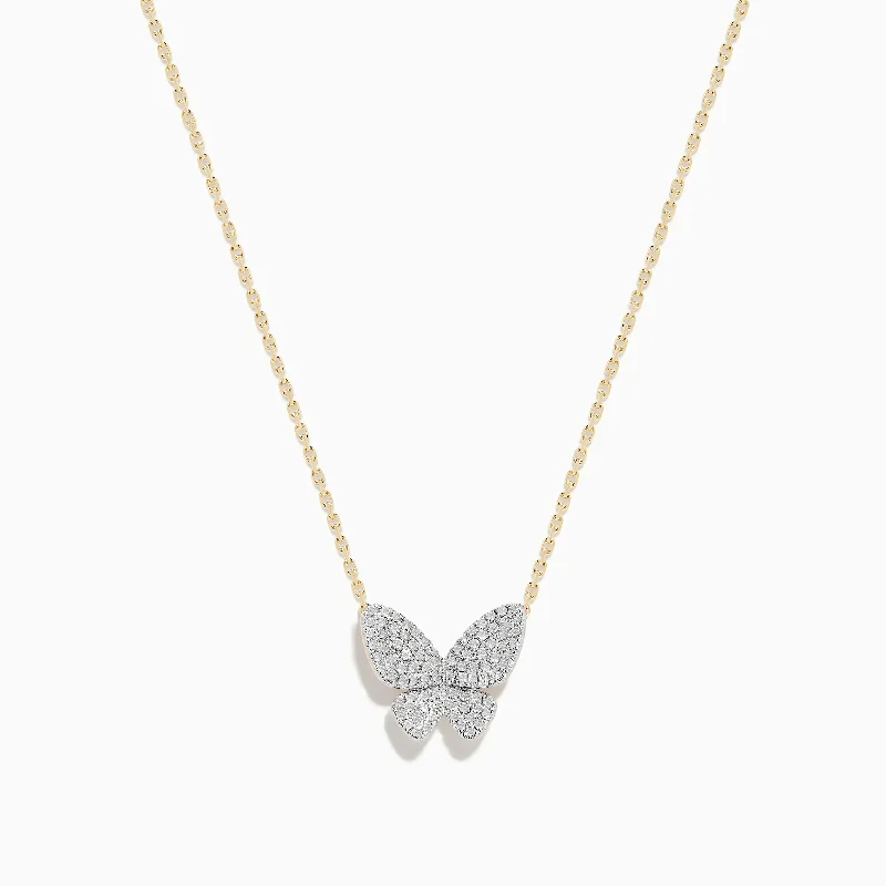 Ladies Necklaces for Doctor Glow-Nature 14K Yellow Gold Diamond Butterfly Necklace