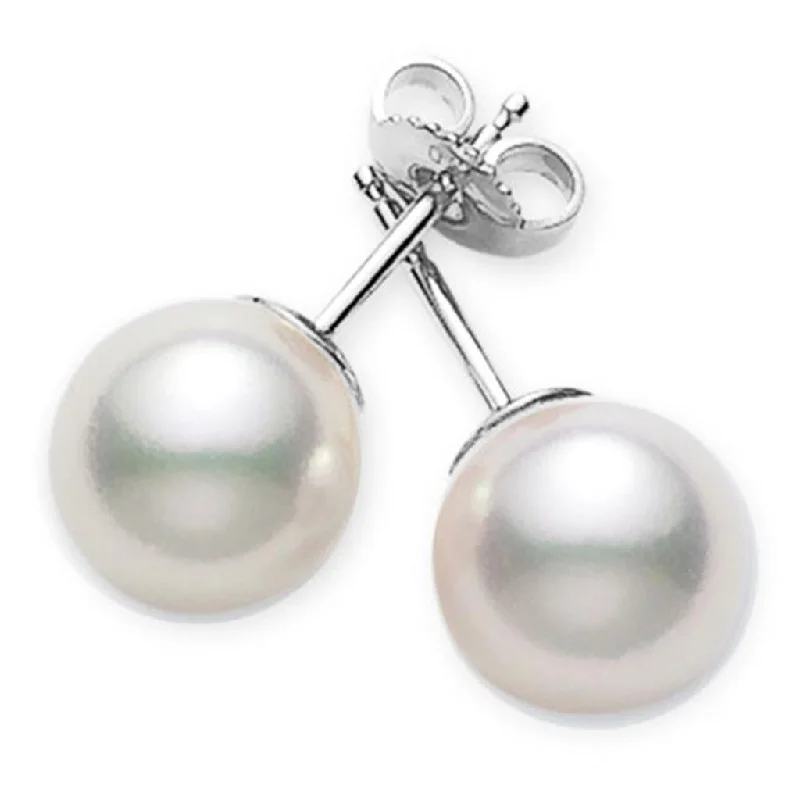 Ladies fable charm earrings -Mikimoto Everyday Essentials 7×7.5mm A+ Pearl Stud Earrings