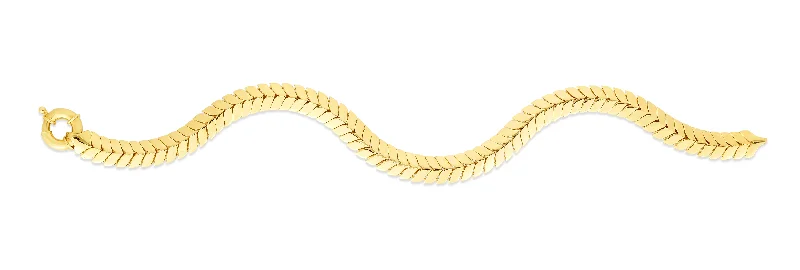 rope design bracelets for women -14K Gold 6mm Chevron Link Bracelet