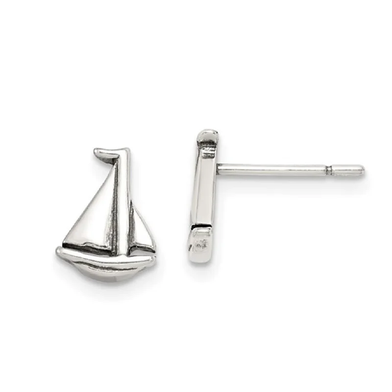 Ladies polished elegance earrings -Sterling Silver Sailboat Earrings