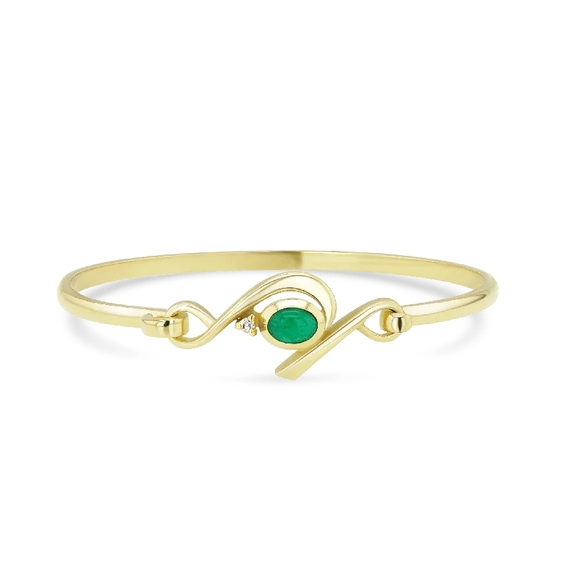 ladies tennis bracelets with diamonds -Waves Emerald Bangle