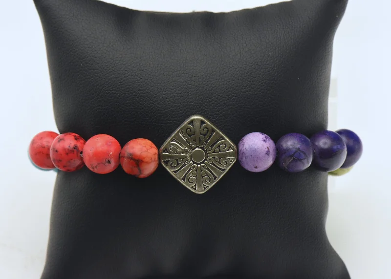 ladies yellow gold bracelets daily -Multi-Color Dyed Stone Beaded Bracelet