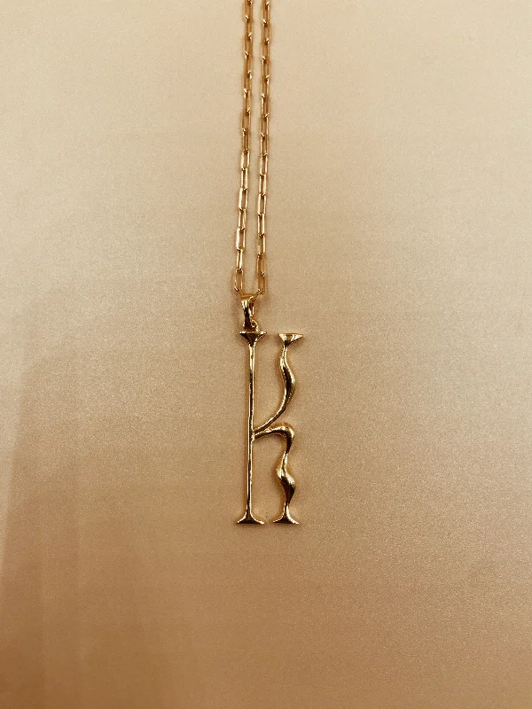 Ladies Necklaces with Wave Shine-Letter K Necklace | 18kt Solid Gold