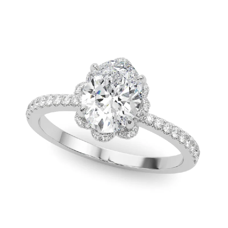 Ladies versatile eternity wedding rings -Halo Diamond Engagement Ring