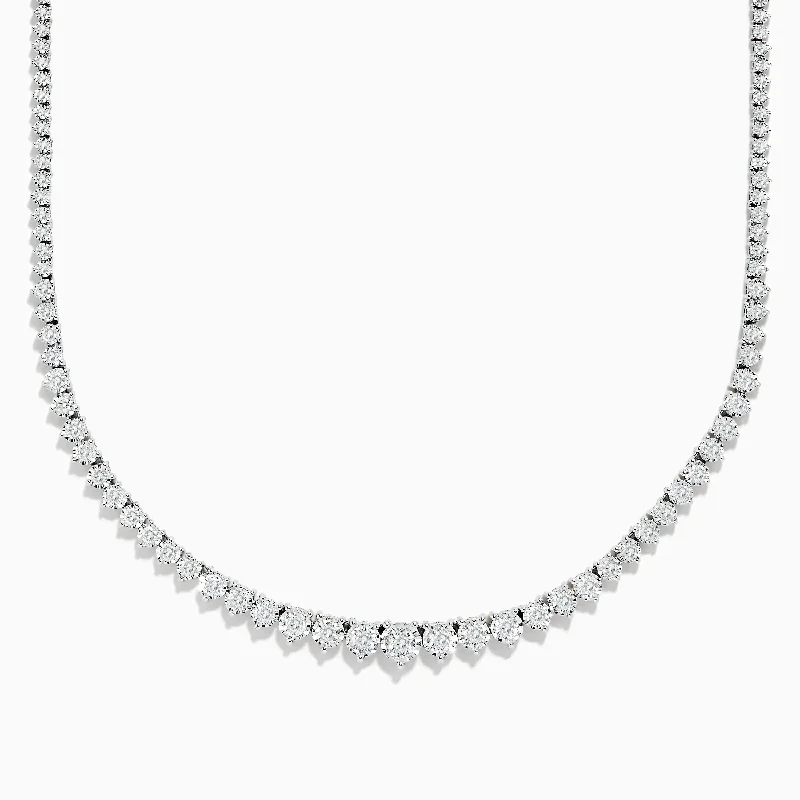 Ladies Necklaces with Pure Okenite-Pave Classica 14K White Gold 18" Diamond Tennis Necklace, 6.98 TCW