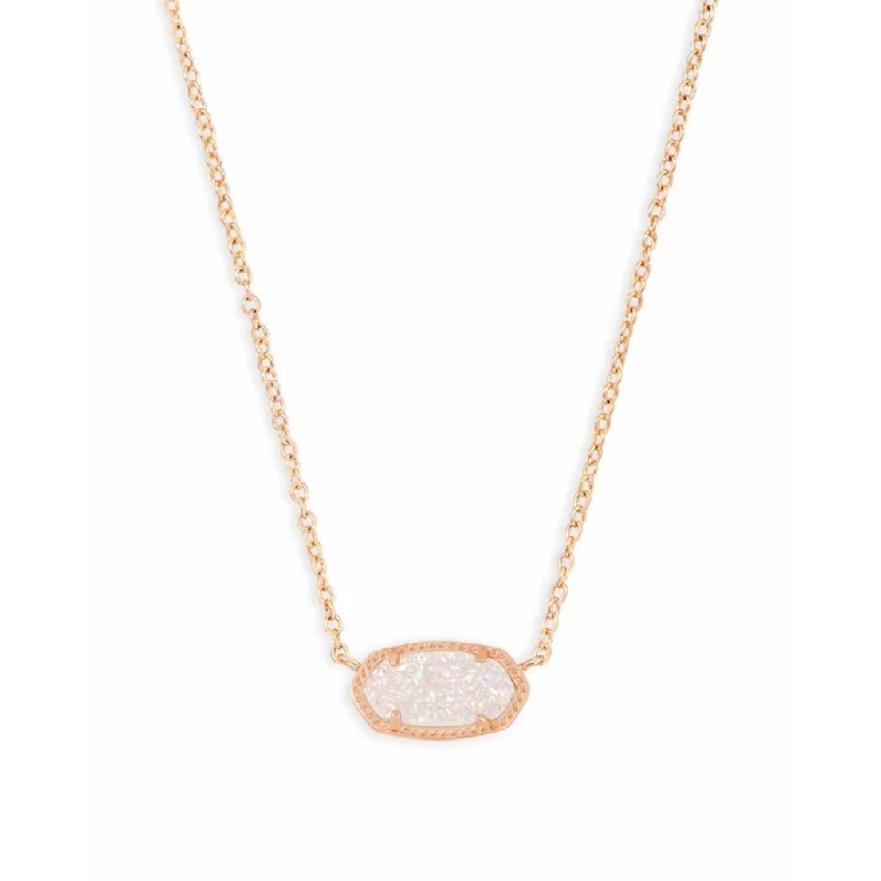 Ladies Necklaces Fresh Spark-Kendra Scott : Elisa Rose Gold Pendant Necklace in Iridescent Drusy