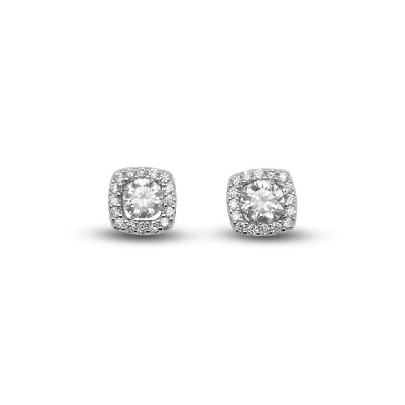 Ladies faithful shine earrings -14k White Gold Diamond Square Earring Jackets