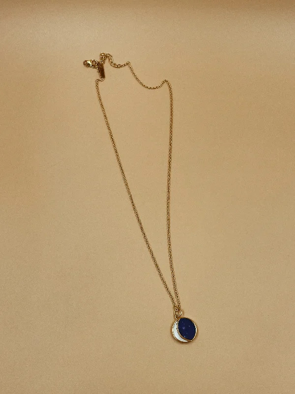 Ladies Necklaces Long Glow-Small Night Of The Blue Moon Necklace | 18kt Solid Gold