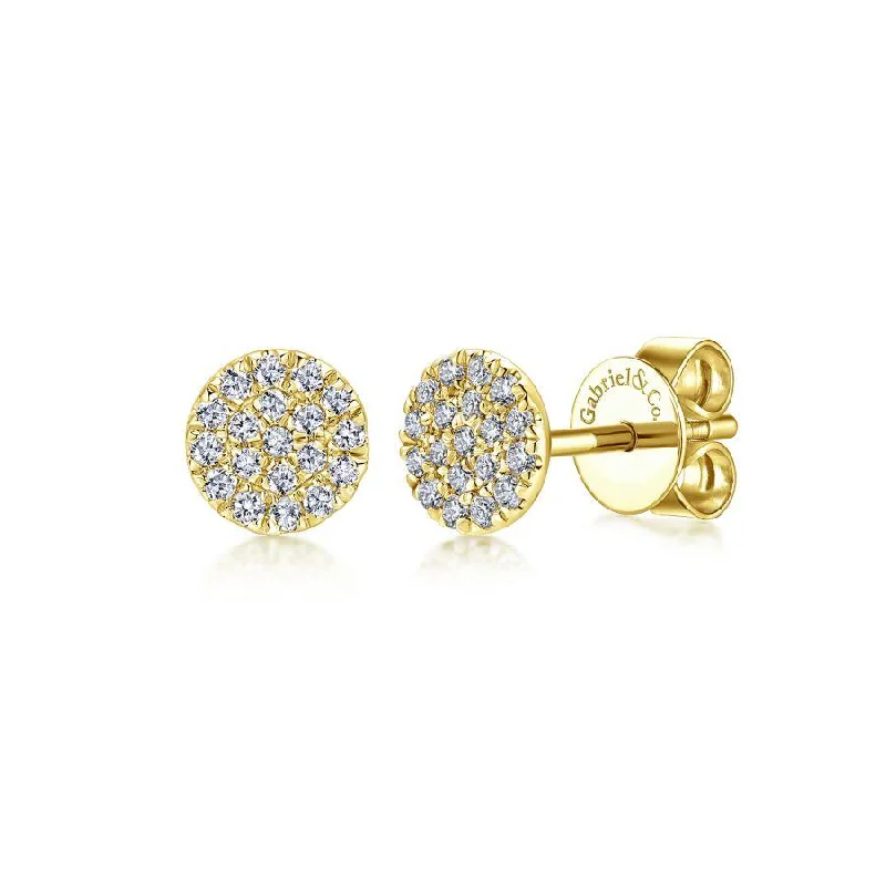 Ladies soothing shine earrings -Gabriel & Co. - EG12966Y45JJ - 14K Yellow Gold Round Cluster Diamond Stud Earrings