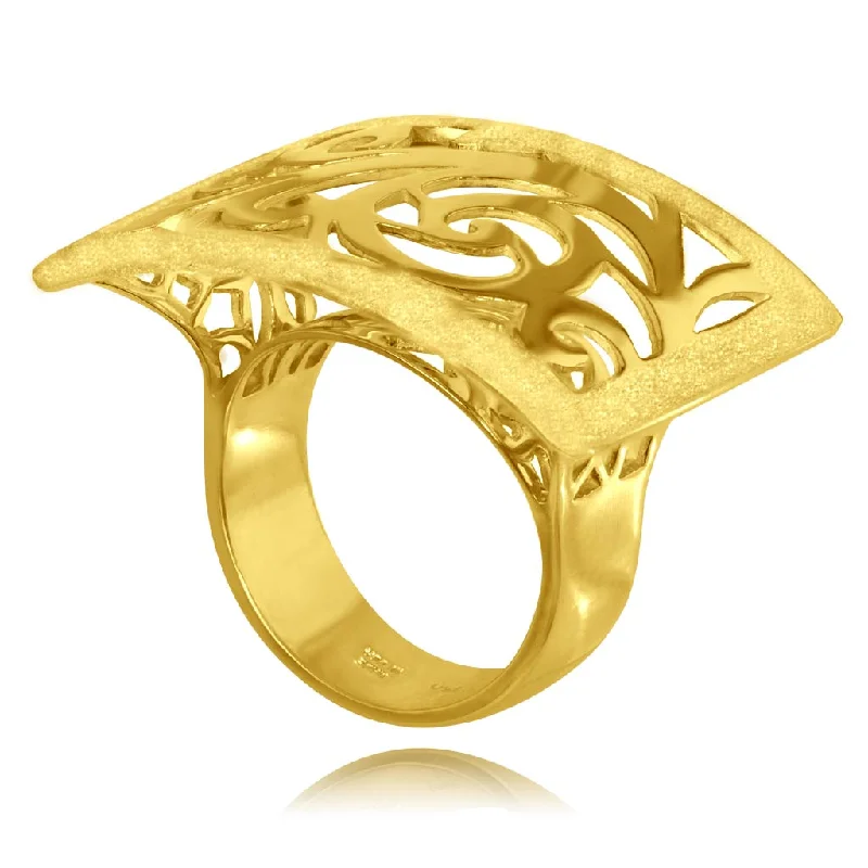 Ladies wildlife charm rings -Gold Ornament Contrast Texture Ring