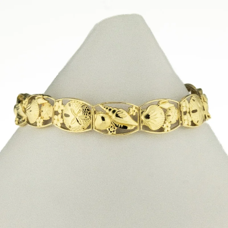 ladies sterling silver bracelets with stones -10mm Nautical 7.25" Bracelet in 14K Yellow Gold