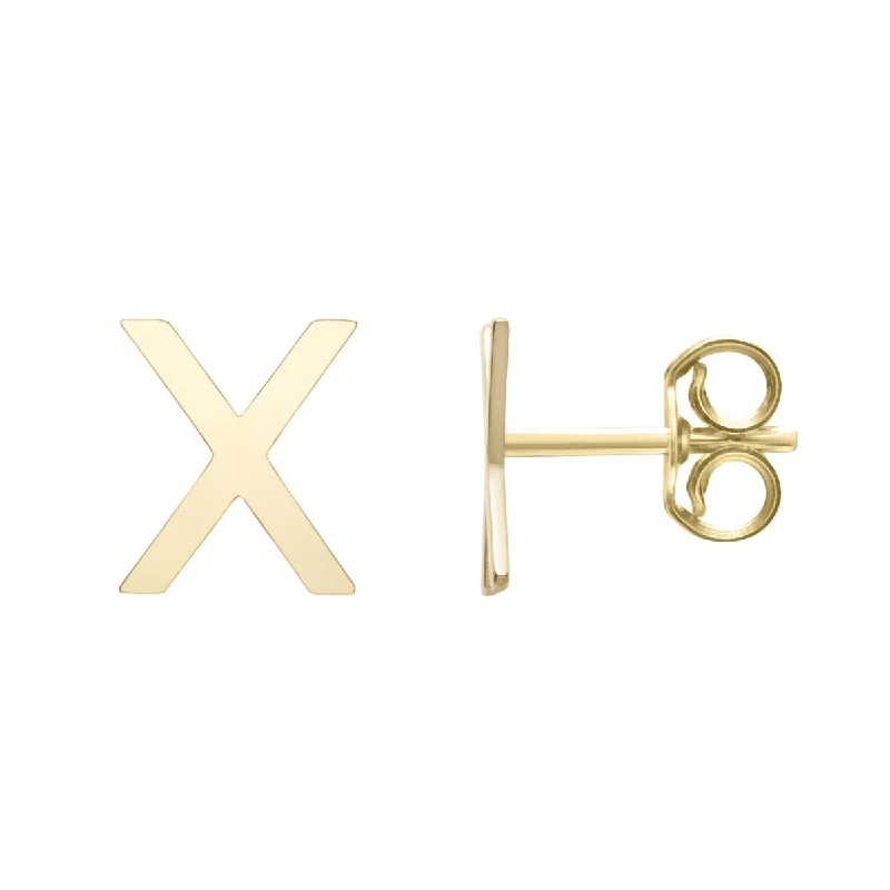 Ladies cosmic fate earrings -14kt Yellow Gold Polished Initial-X Post Earring ERX11192