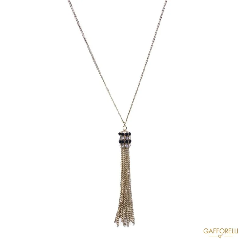 Ladies Necklaces for Grad Glow-Necklace with Tassel and Rhinestones C182 - Gafforelli Srl