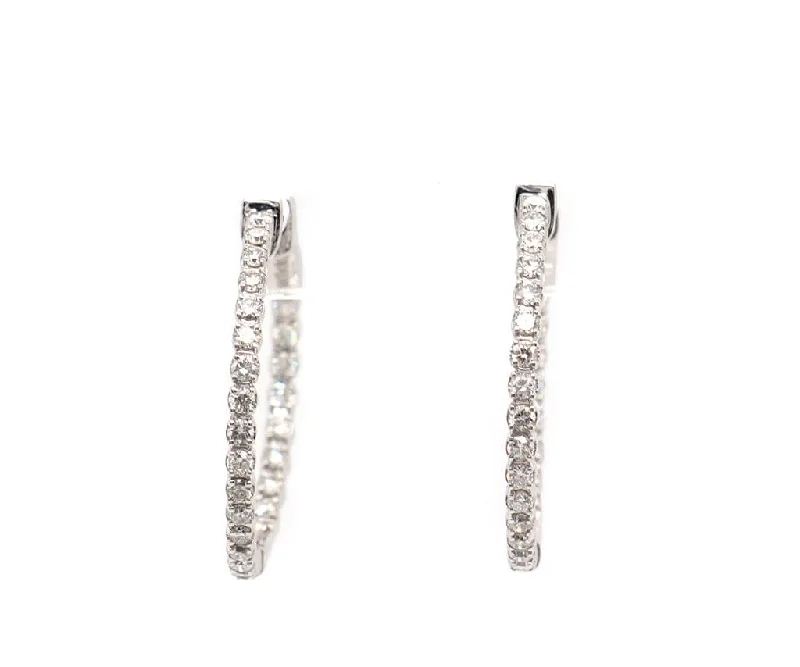 Ladies gem burst earrings -New 0.68ctw Round Diamond Inside Out Hoop Earrings in 14K