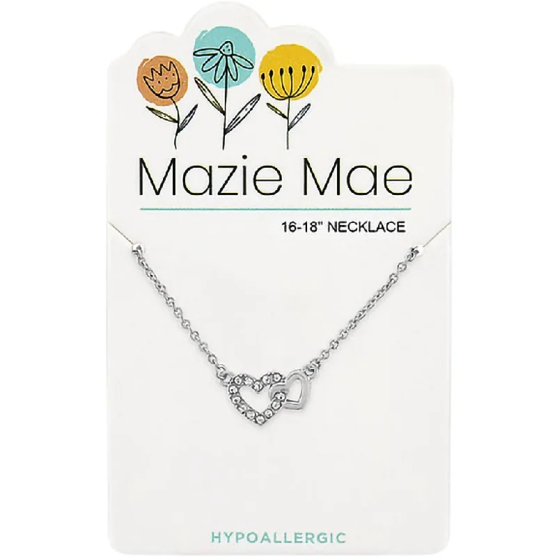 Ladies Necklaces for Prom Shine-Center Court: Silver Interlocking Hearts Mazie Mae Necklace