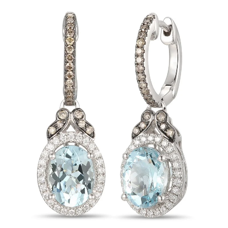 Ladies delicate floral earrings -Le Vian Chocolatier® Sea Blue Aquamarine® and Diamond Earrings TRKT 29