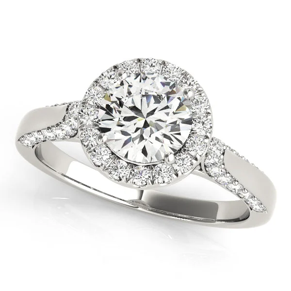 Ladies delicate eternity wedding rings -Halo Diamond Engagement Ring