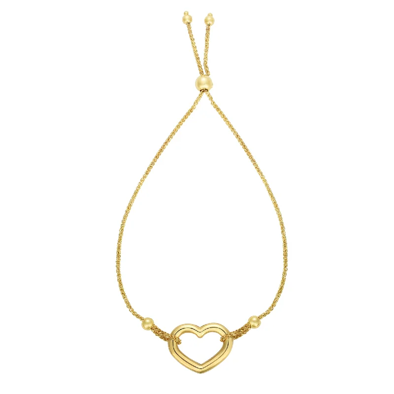 simple bracelets for women matte finish -14K Gold Heart Friendship Bracelet