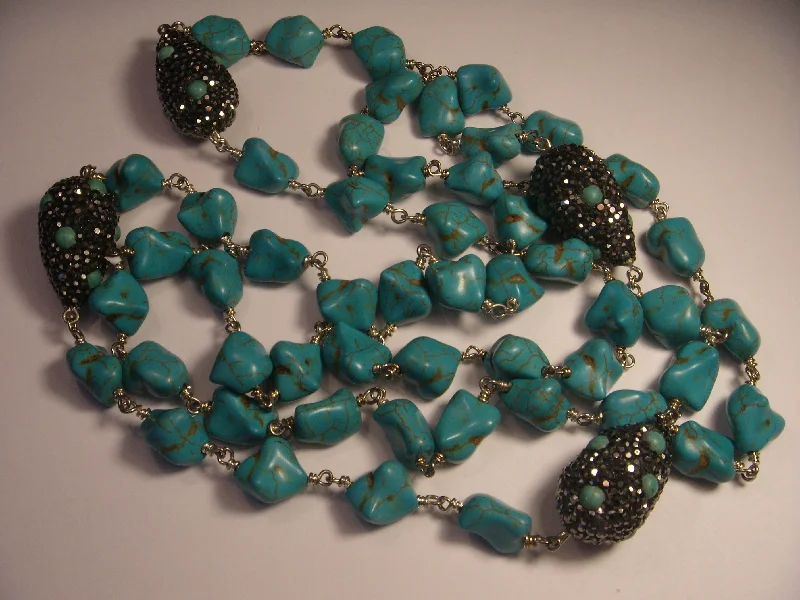 Ladies Necklaces for Sister Glow-Magnificent Wraparound Turquoise Beaded Long Fashion Necklace