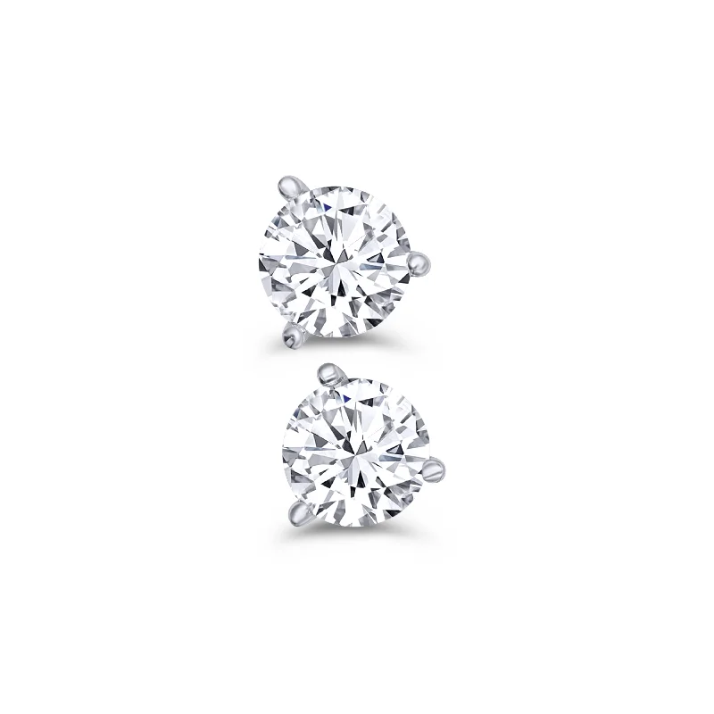 Ladies twisted knot earrings -14K White Gold Round Martini Stud Diamond Earrings DESR9906