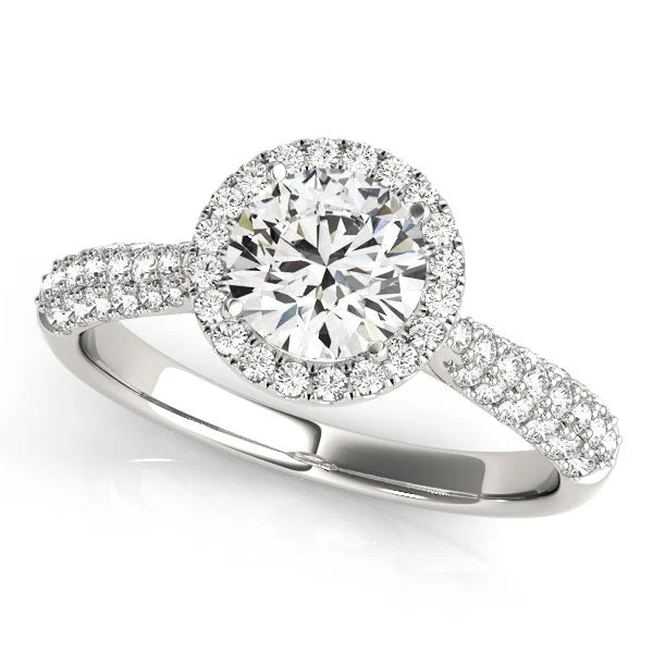 Ladies striking eternity wedding rings -Halo Diamond Engagement Ring