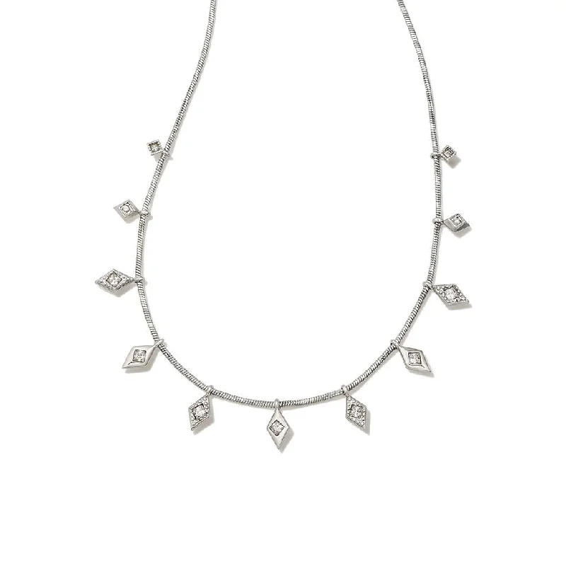 Ladies Necklaces with Plum Tanzanite-Kendra Scott : Kinsley Silver Strand Necklace in White Crystal