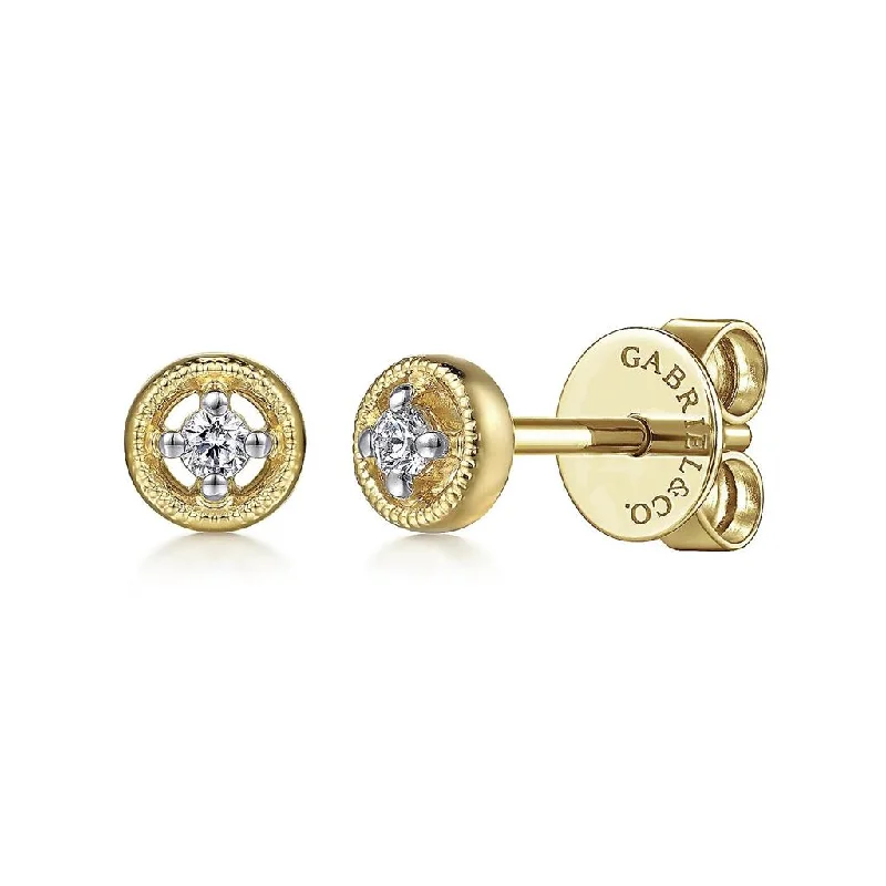 Ladies perfect balance earrings -Gabriel & Co. 14K Yellow Gold Diamond Stud Earrings