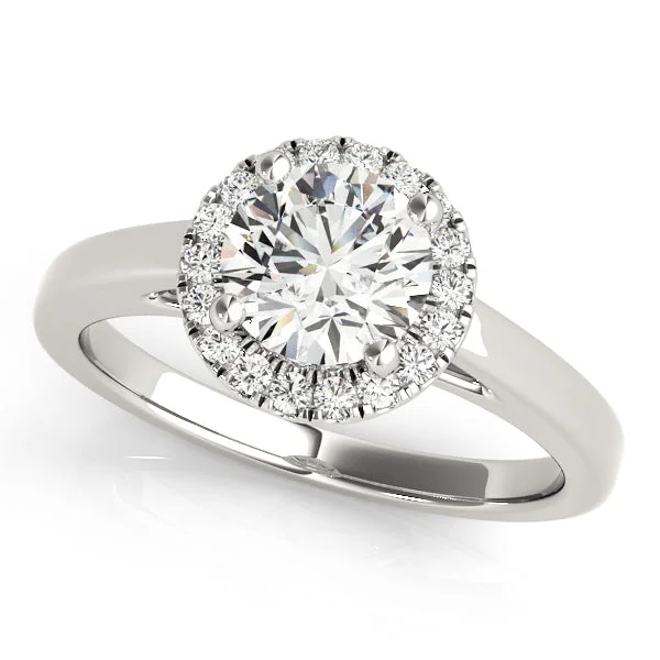 Ladies elegant solitaire wedding rings -Halo Diamond Engagement Ring