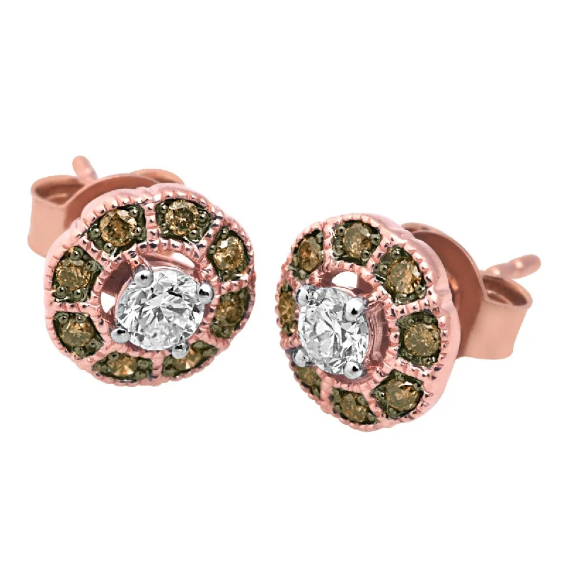 Ladies deco elegance earrings -Rose Gold Color Diamond Earrings