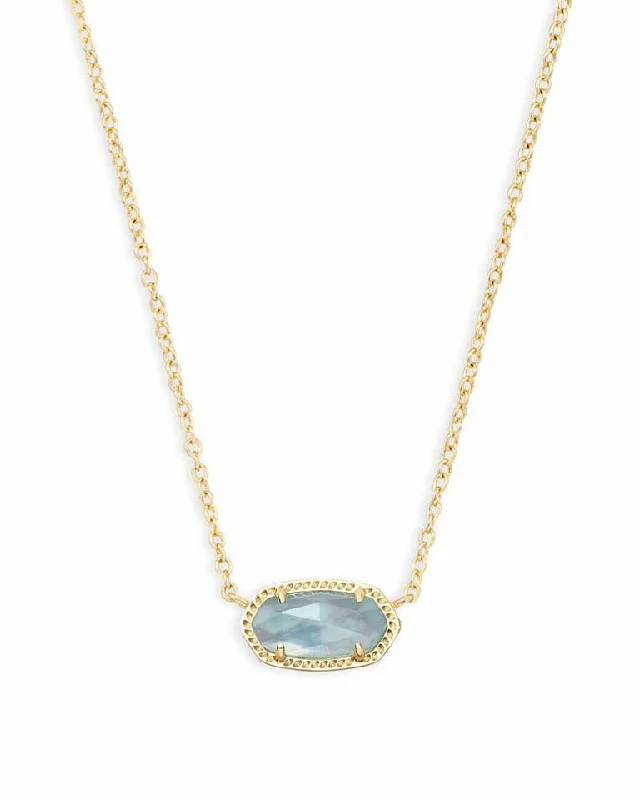 Ladies Necklaces for Sport Shine-Kendra Scott : Elisa Gold Pendant Necklace in Light Blue Illusion