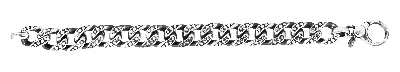 wraparound bracelets for women -Silver 13.5mm Mens Gunmetal Open Miami Cuban Dot Bracelet