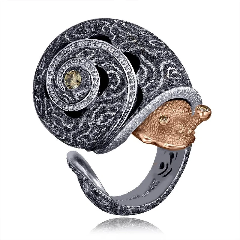 Ladies radiant glitter rings -Silver & Gold Codi The Snail Cora Ring with Diamonds