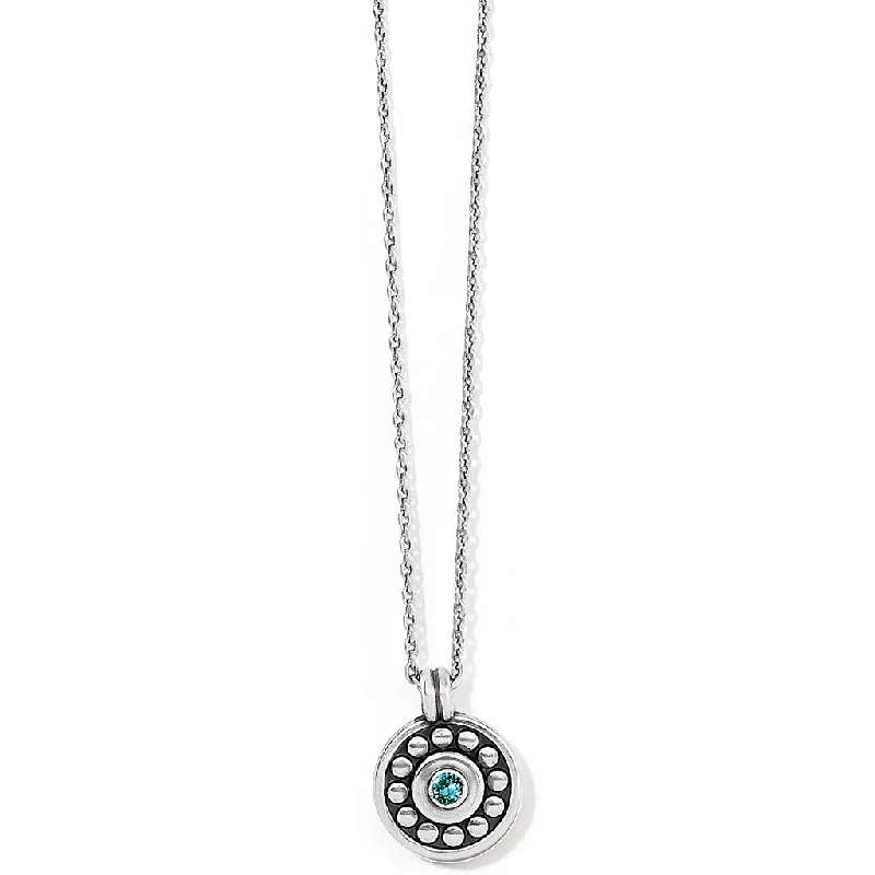 Ladies Necklaces Budget Shine-Brighton : Pebble Dot Medali Petite Reversible Necklace in Zircon (December)