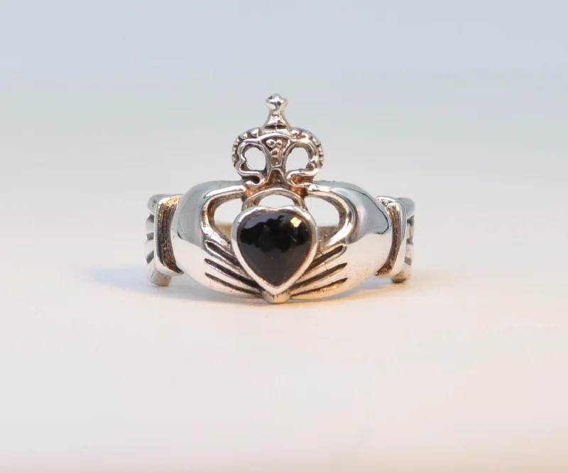 Ladies birthday charm rings -Sterling Silver Claddagh Ring