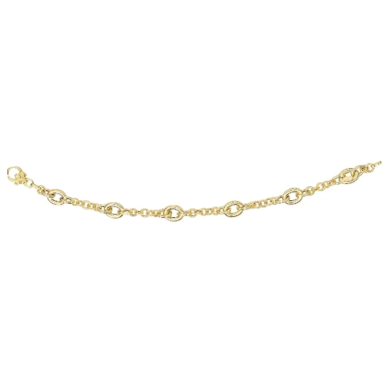 crystal bracelets for women sparkling -14K Gold Oval Station Heritage Link Bracelet