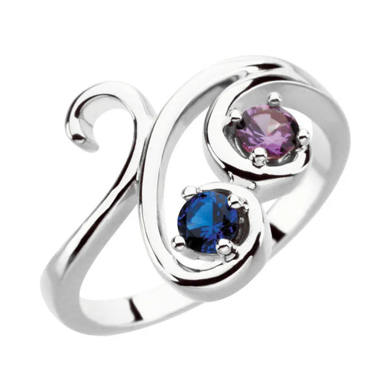 Ladies team spirit rings -Swirl Statement Mother's Family Birthstone Ring