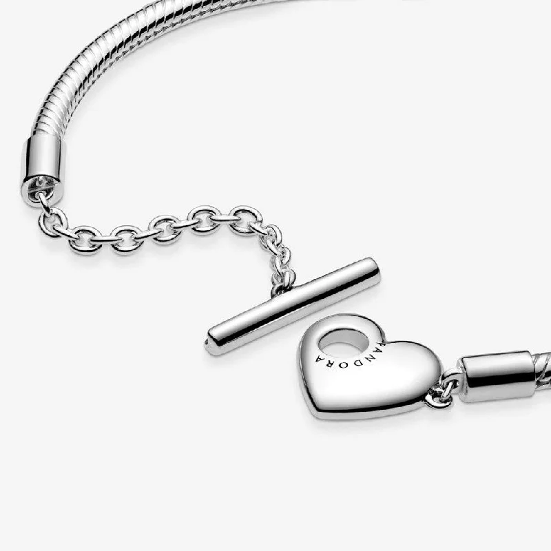 adjustable ladies bracelets with clasps -PANDORA : Pandora Moments Heart T-Bar Snake Chain Bracelet