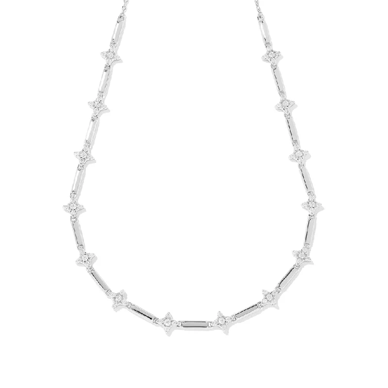 Ladies Necklaces Wave Shine-Kendra Scott : Holland Silver Strand Necklace in White Crystal